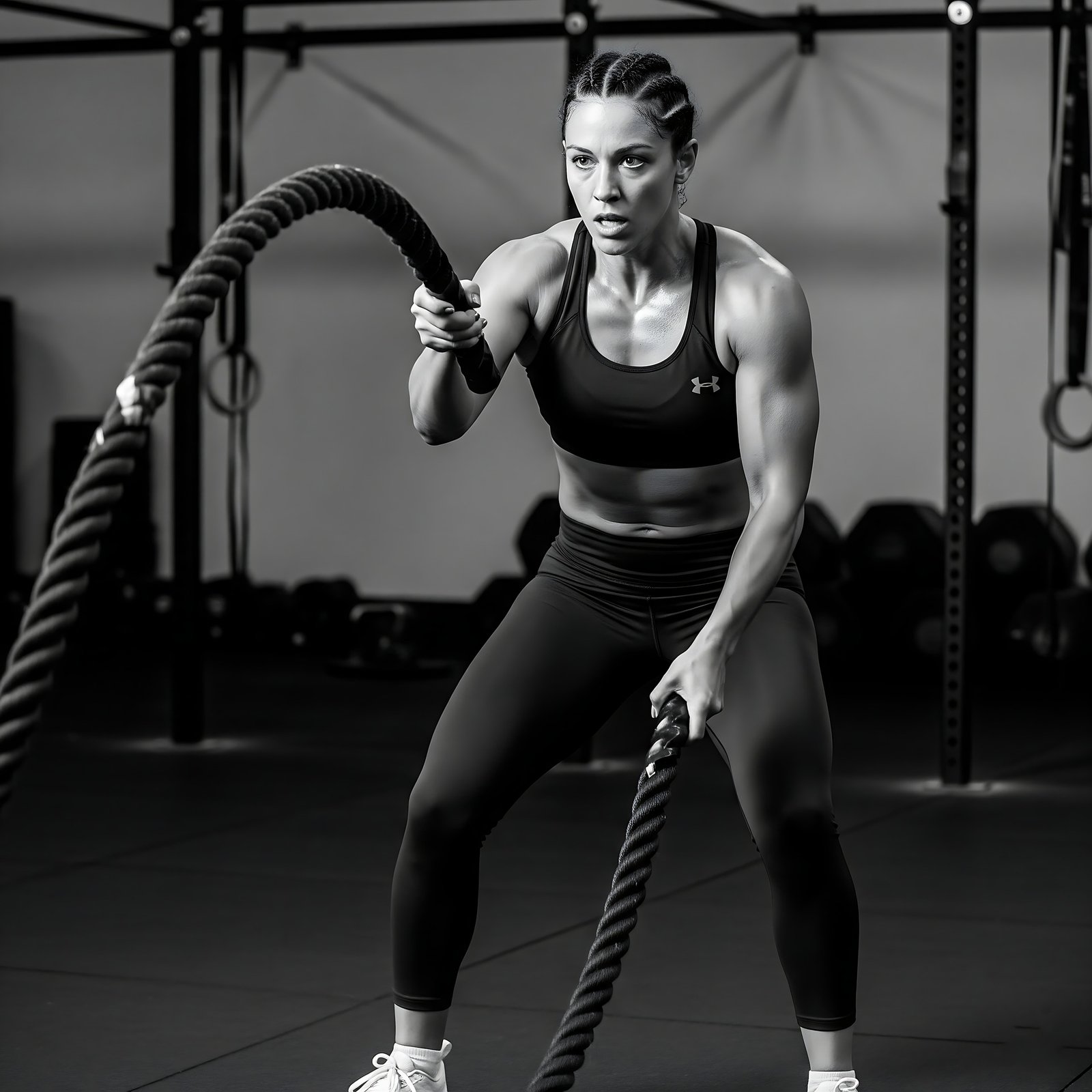 CrossFit area with rigs and ropes